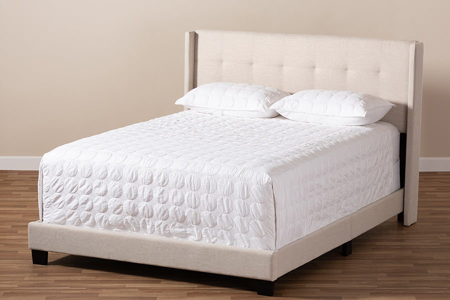 Baxton Studio Lisette Modern and Contemporary Beige Fabric Upholstered King Size Bed
