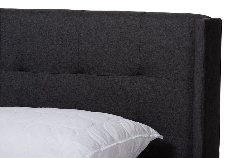 Baxton Studio Lisette Modern and Contemporary Charcoal Grey Fabric Upholstered Queen Size Bed