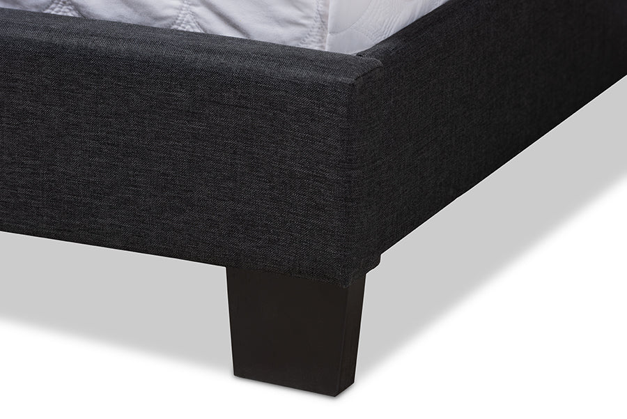 Baxton Studio Lisette Modern and Contemporary Charcoal Grey Fabric Upholstered Queen Size Bed