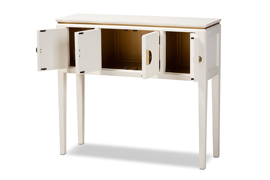 Baxton Studio Aiko Classic and Traditional Japanese-Inspired Off-White Finished 4-Door Wood Console Table