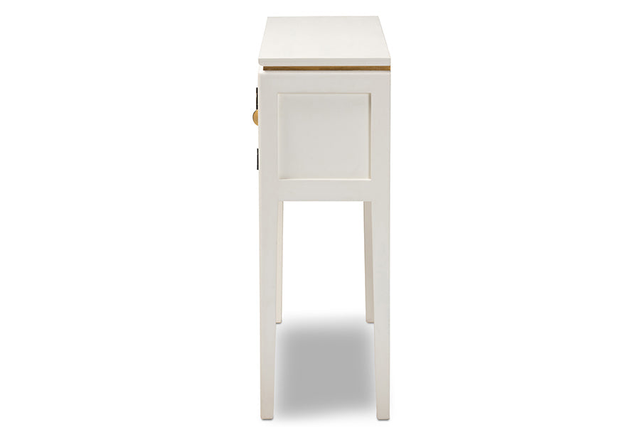 Baxton Studio Aiko Classic and Traditional Japanese-Inspired Off-White Finished 4-Door Wood Console Table