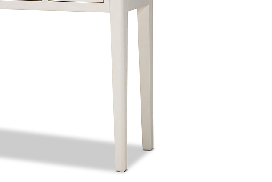Baxton Studio Aiko Classic and Traditional Japanese-Inspired Off-White Finished 4-Door Wood Console Table