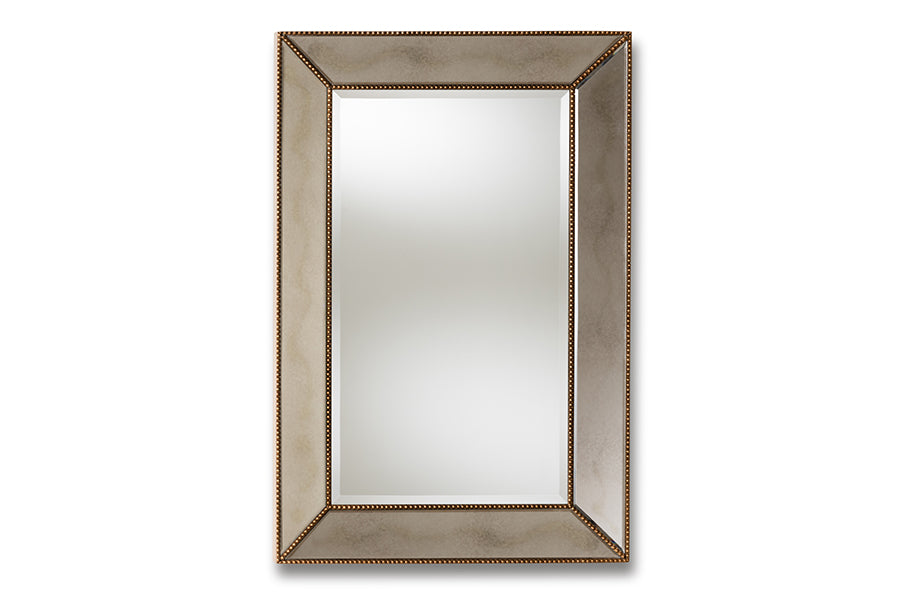 Baxton Studio Neva Modern and Contemporary Antique Gold Finished Rectangular Accent Wall Mirror