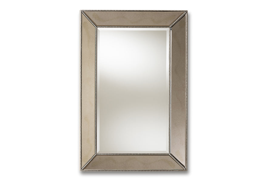 Baxton Studio Emelie Modern and Contemporary Antique Silver Finished Accent Wall Mirror