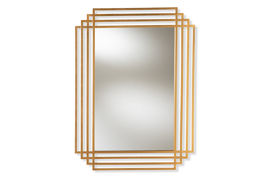 Baxton Studio Kalinda Art Deco Antique Gold Finished Rectangular Accent Wall Mirror