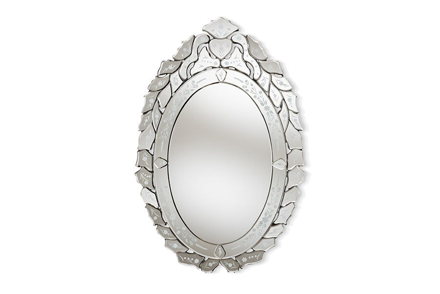 Baxton Studio Livia Classic and Traditional Silver Finished Venetian Style Accent Wall Mirror