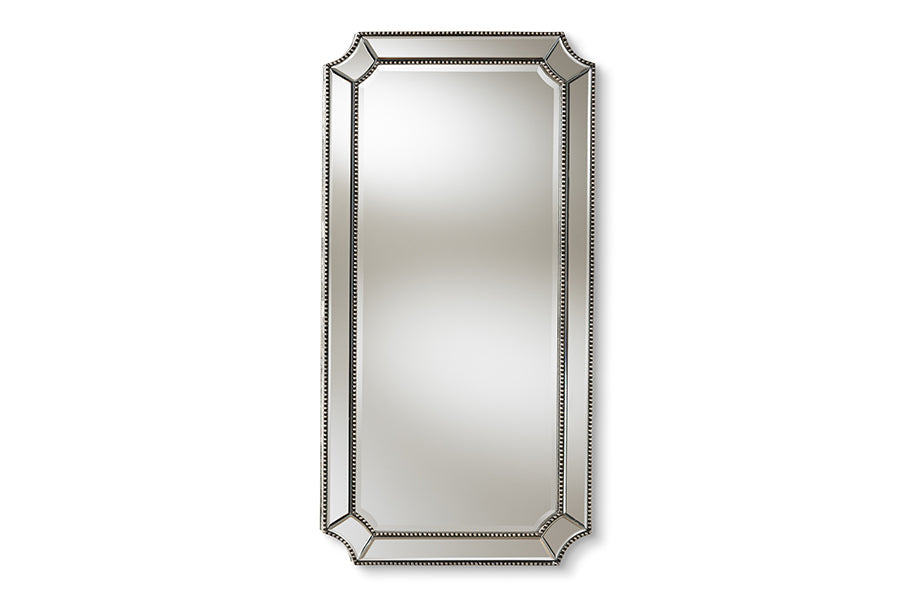 Baxton Studio Romina Art Deco Antique Silver Finished Accent Wall Mirror