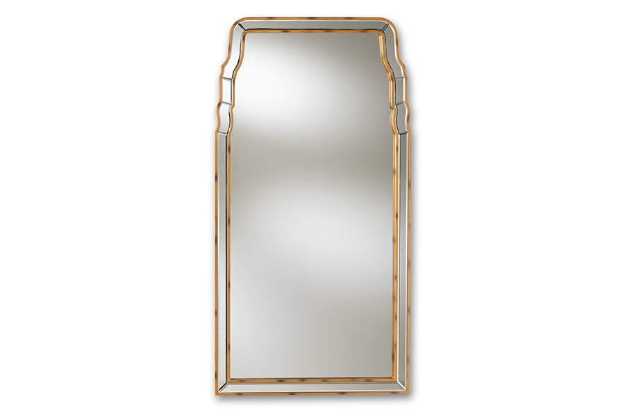 Baxton Studio Alice Modern and Contemporary Queen Anne Style Antique Gold Finished Accent Wall Mirror