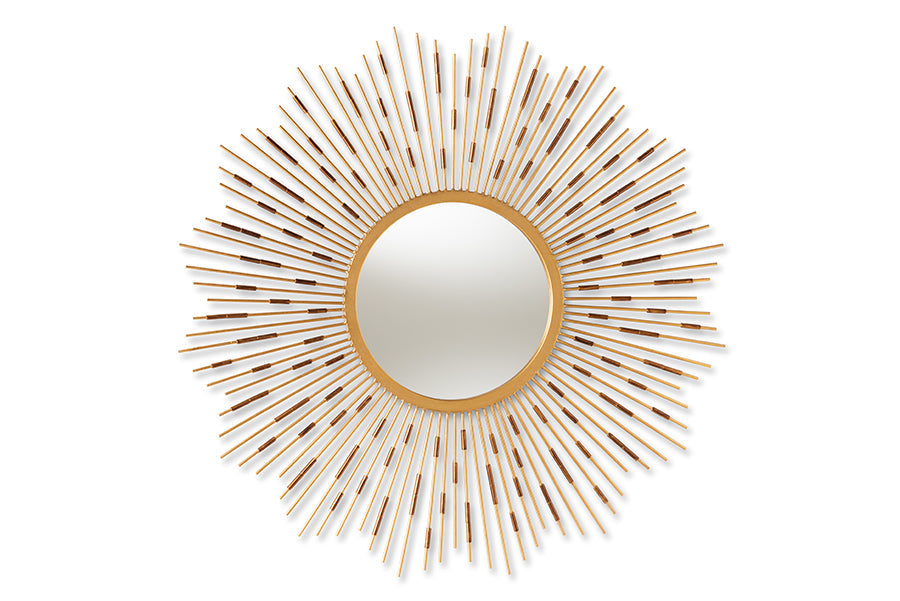 Baxton Studio Apollonia Modern and Contemporary Gold Finished Sunburst Accent Wall Mirror