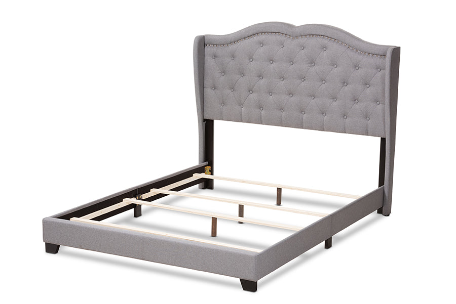 Baxton Studio Aden Modern and Contemporary Grey Fabric Upholstered King Size Bed