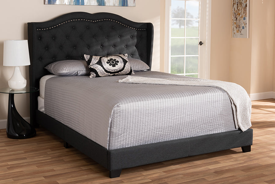 Baxton Studio Aden Modern and Contemporary Charcoal Grey Fabric Upholstered King Size Bed