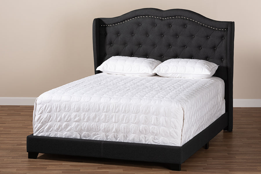 Baxton Studio Aden Modern and Contemporary Charcoal Grey Fabric Upholstered King Size Bed
