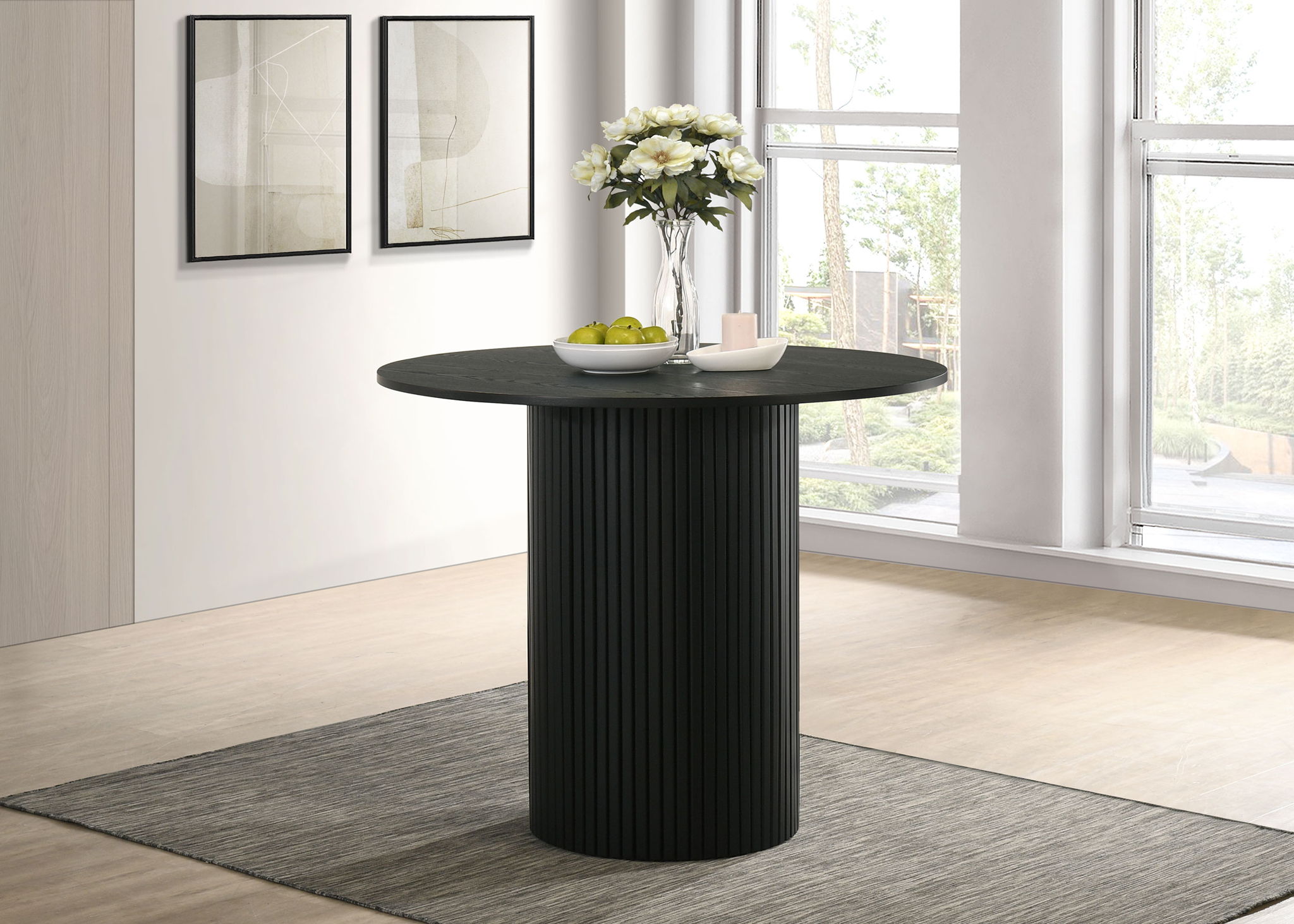 Hamlyn 43-inch Round Wood Counter Height Dining Table Black