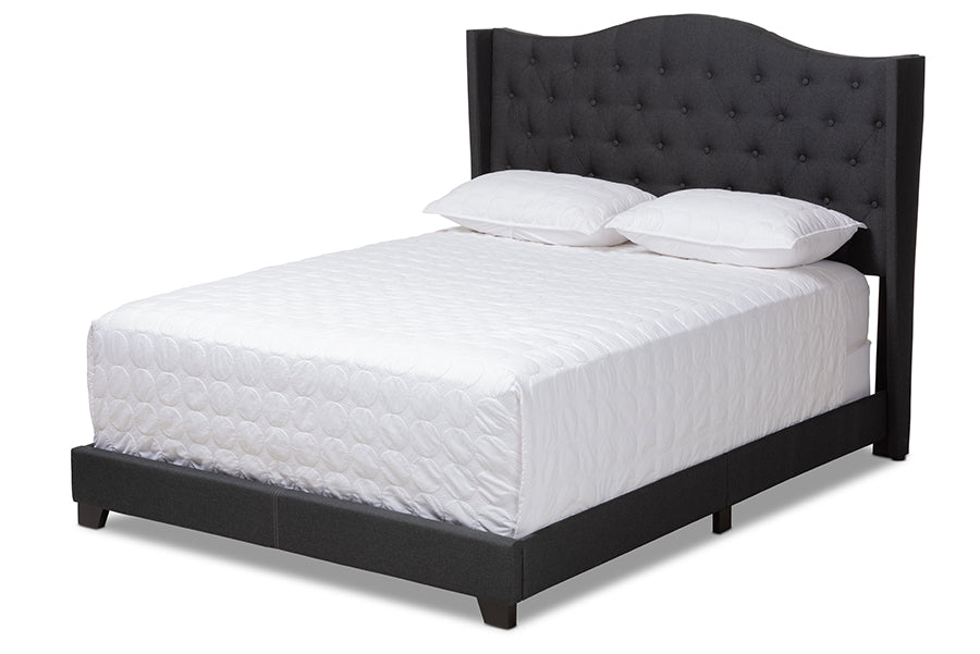 Baxton Studio Alesha Modern and Contemporary Charcoal Grey Fabric Upholstered King Size Bed