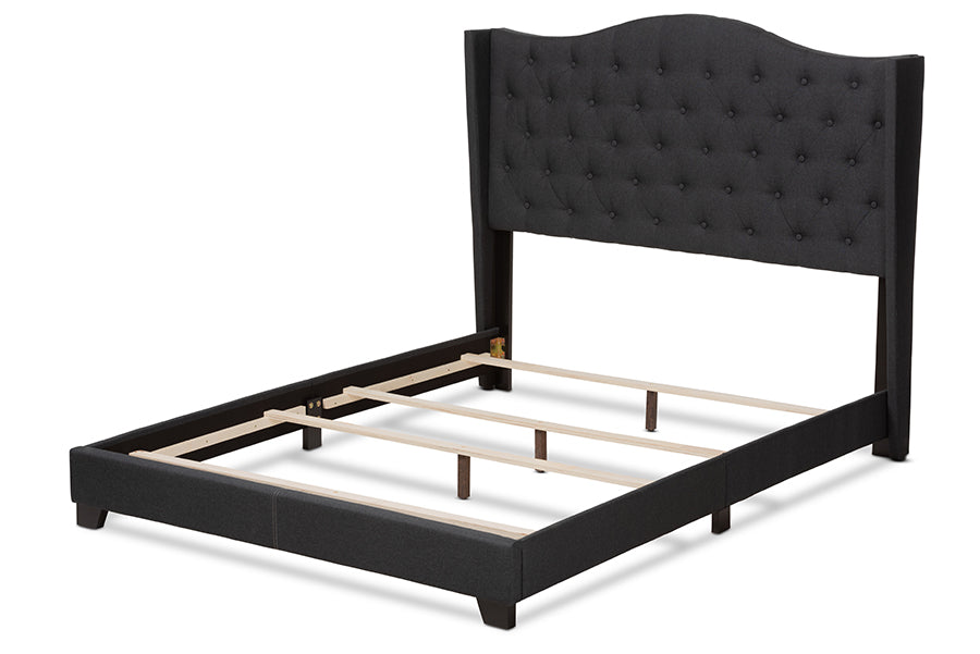 Baxton Studio Alesha Modern and Contemporary Charcoal Grey Fabric Upholstered King Size Bed