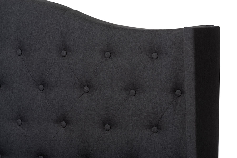 Baxton Studio Alesha Modern and Contemporary Charcoal Grey Fabric Upholstered King Size Bed