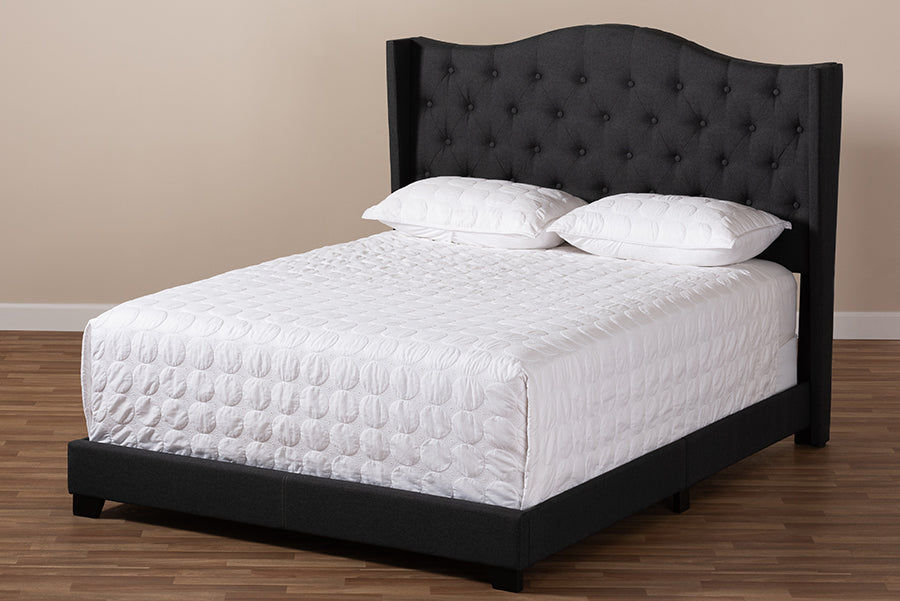 Baxton Studio Alesha Modern and Contemporary Charcoal Grey Fabric Upholstered King Size Bed