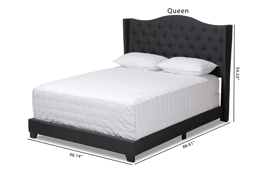Baxton Studio Alesha Modern and Contemporary Charcoal Grey Fabric Upholstered King Size Bed