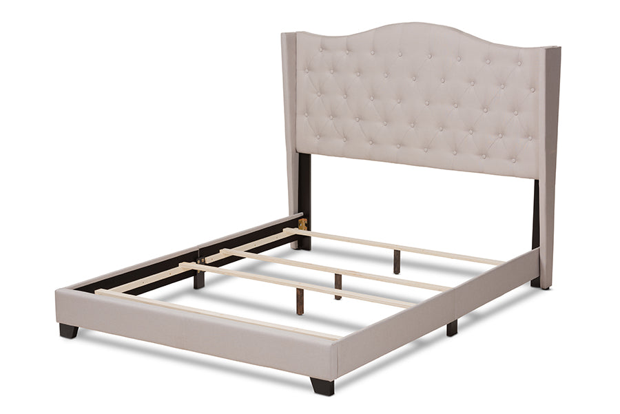 Baxton Studio Alesha Modern and Contemporary Beige Fabric Upholstered King Size Bed