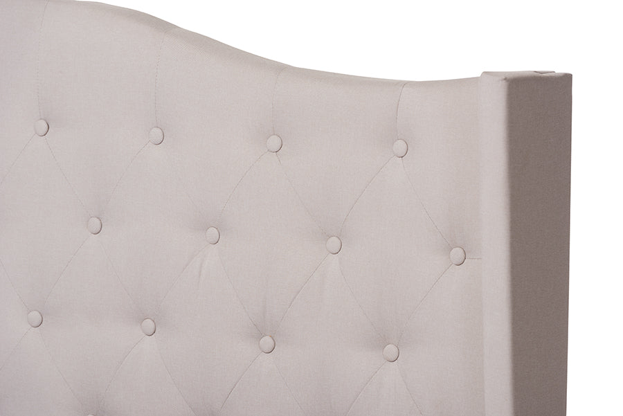 Baxton Studio Alesha Modern and Contemporary Beige Fabric Upholstered King Size Bed