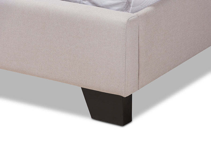 Baxton Studio Alesha Modern and Contemporary Beige Fabric Upholstered King Size Bed