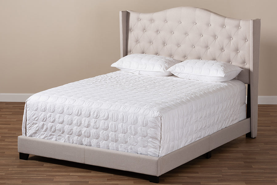 Baxton Studio Alesha Modern and Contemporary Beige Fabric Upholstered King Size Bed
