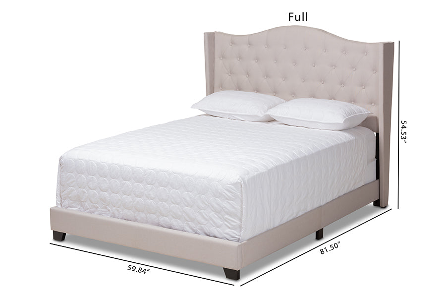 Baxton Studio Alesha Modern and Contemporary Beige Fabric Upholstered King Size Bed