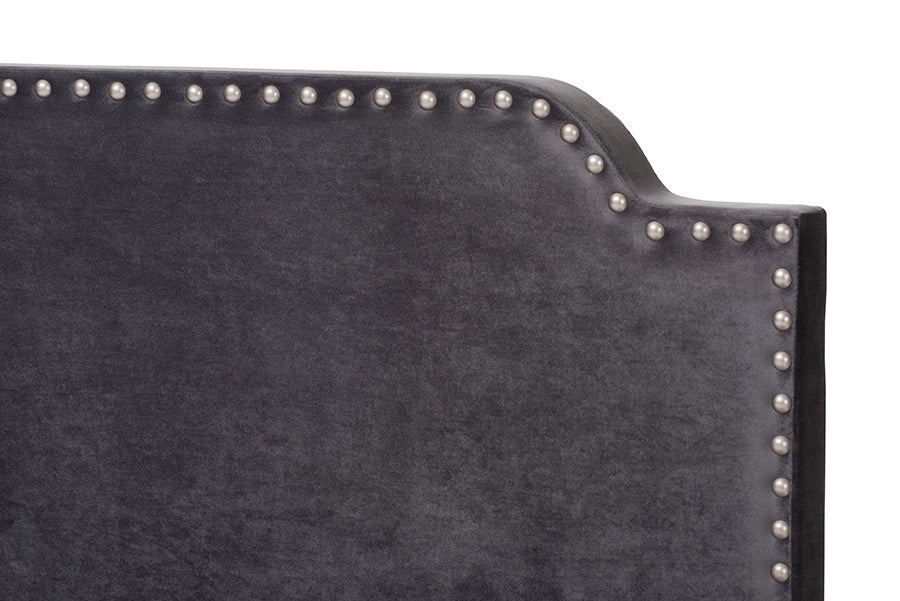 Baxton Studio Darcy Luxe and Glamour Dark Grey Velvet Upholstered Queen Size Bed