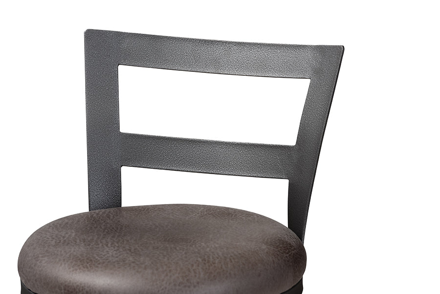 Baxton Studio Arjean Rustic and Industrial Grey Fabric Upholstered Counter Stool Set of 2