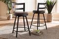 Baxton Studio Arjean Rustic and Industrial Grey Fabric Upholstered Counter Stool Set of 2