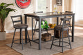 Baxton Studio Arjean Rustic and Industrial Grey Fabric Upholstered 5-Piece Pub Set