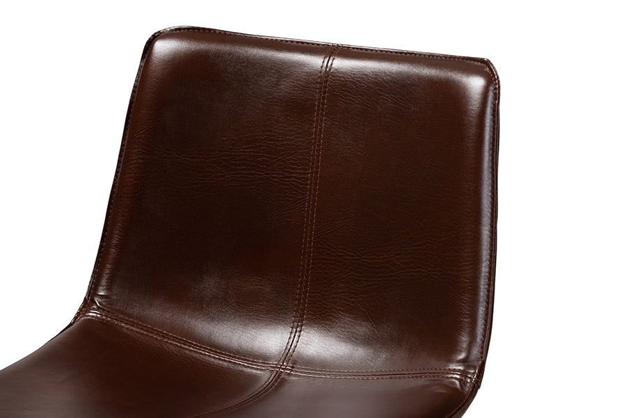 Baxton Studio Carvell Rustic and Industrial Dark Brown Faux Leather Upholstered Counter Stool Set of 4