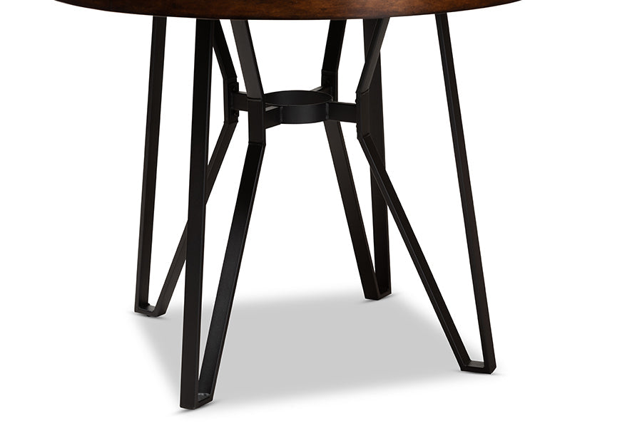 Baxton Studio Carvell Rustic and Industrial Dark Brown Faux Leather Upholstered 5-Piece Pub Set