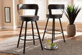 Baxton Studio Arcene Rustic and Industrial Antique Grey Fabric Swivel Bar Stool Set of 2