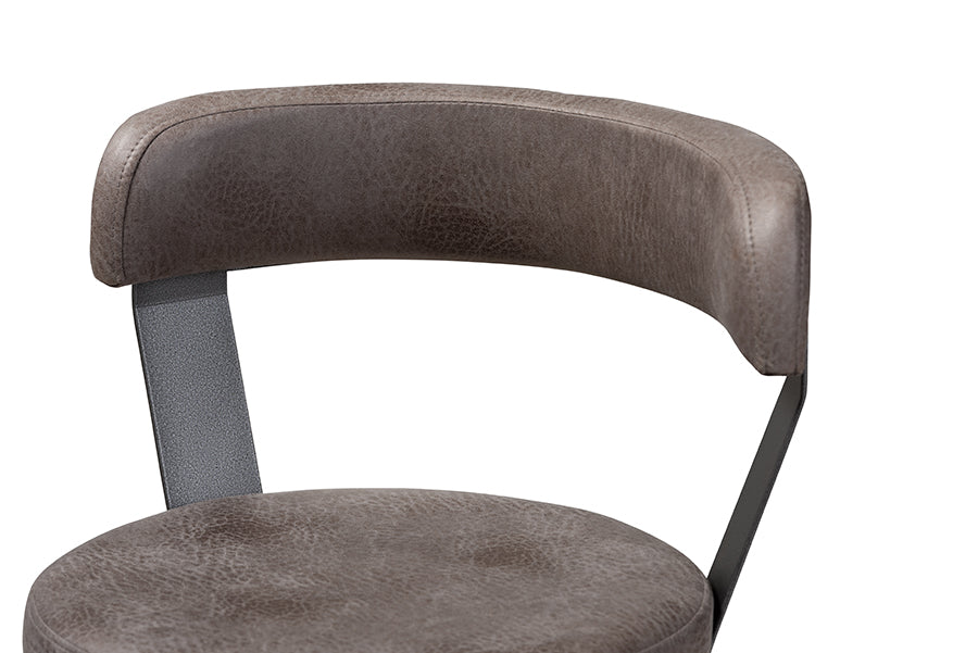 Baxton Studio Arcene Rustic and Industrial Grey Fabric Upholstered Counter Stool Set of 2