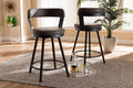 Baxton Studio Arcene Rustic and Industrial Grey Fabric Upholstered Counter Stool Set of 2