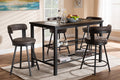 Baxton Studio Arcene Rustic and Industrial Antique Grey Fabric Upholstered 5-Piece Pub Set