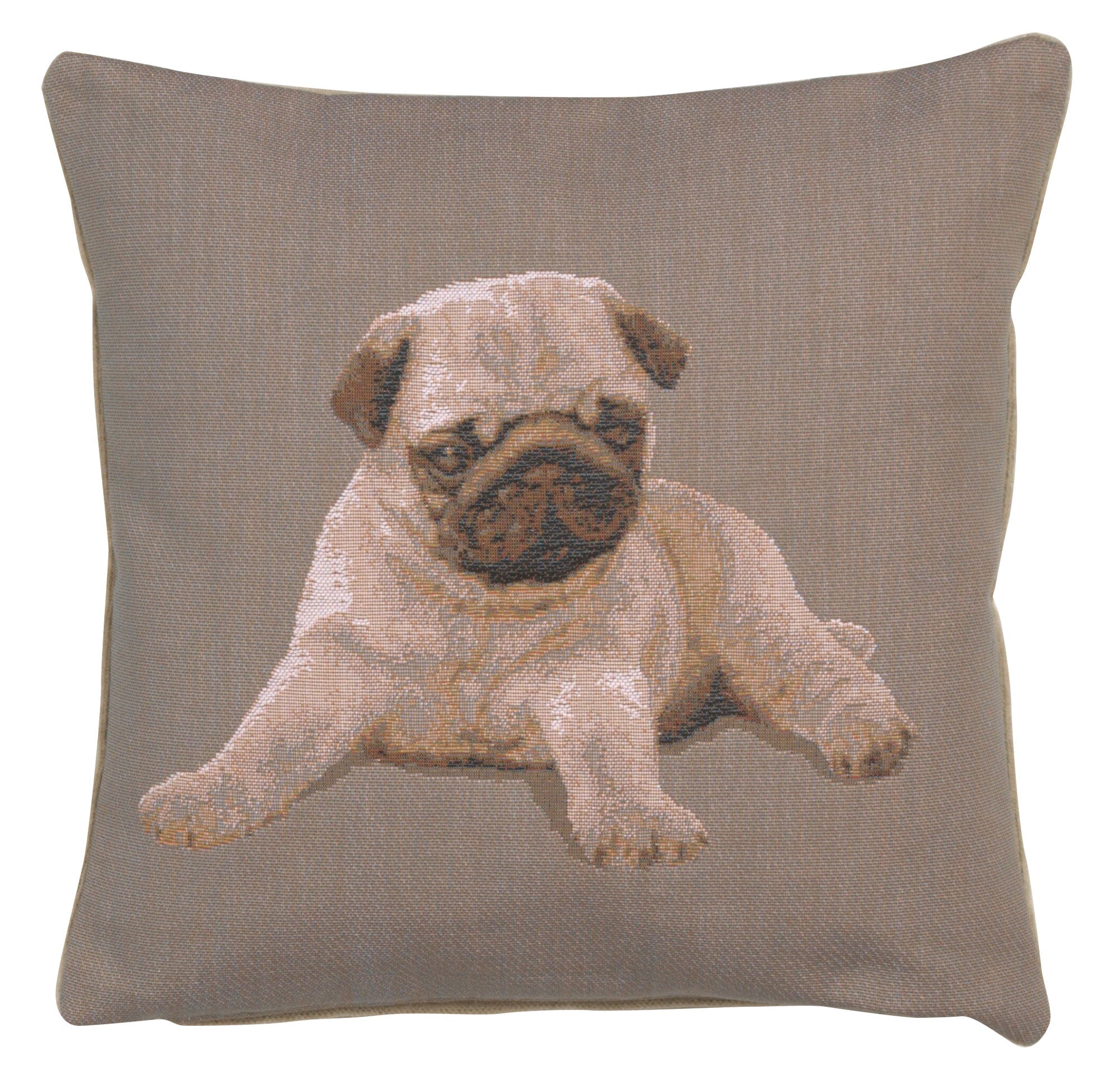 Puppy Pug Grey French Cushion