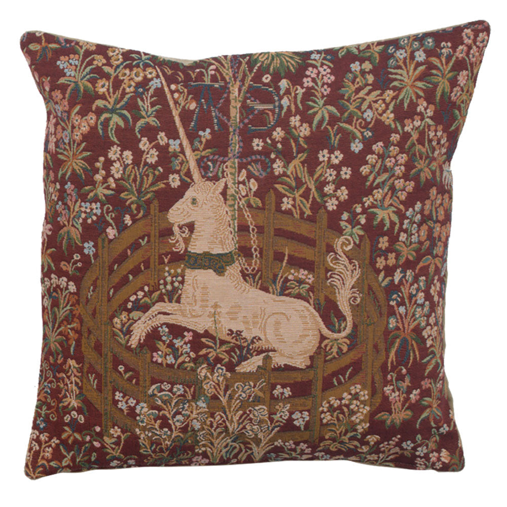 Licorne Captive In Red 1 French Cushion