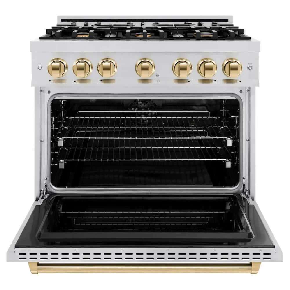ZLINE 36" Classic Gas Range, Convection Gas Oven Stainless Steel, Gold CGRZ-36-G