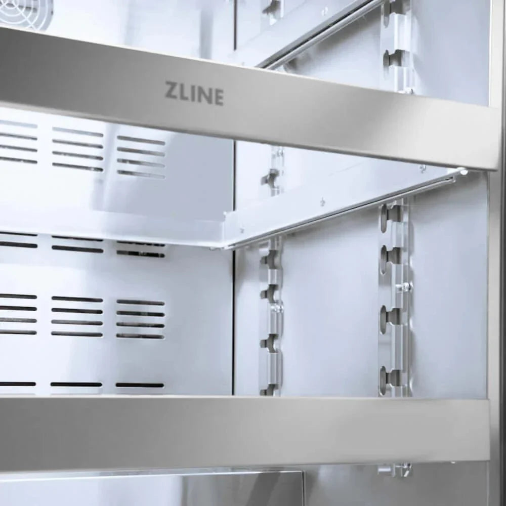 ZLINE 24" Touchstone 151 Can Beverage Fridge DuraSnow® Stainless Steel Glass Door Polished Gold Handle RBSOZ-SN-24-G