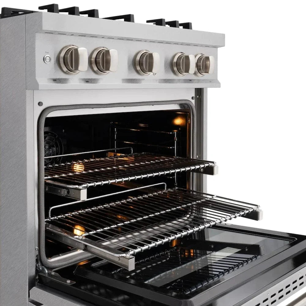 ZLINE 30" Dual Fuel Range, Gas Cooktop, Electric Convection Oven DuraSnow® Stainless Steel, CDRS-30