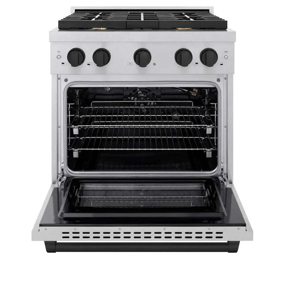 ZLINE 30"Gas Range, Convection Gas Oven , DuraSnow® Matte Black, SGRSZ-30-MB