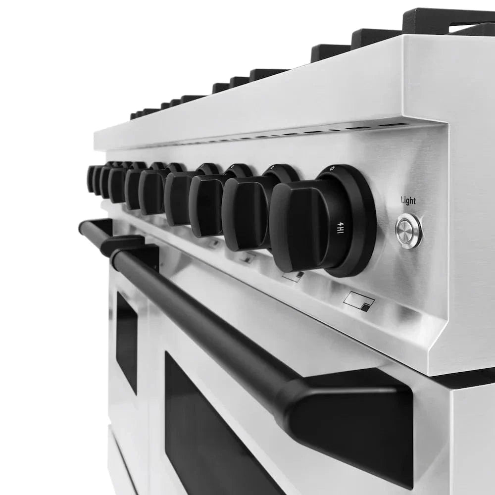 ZLINE 48" Dual Fuel Range, Gas Cooktop, Electric Convection Oven Stainless Steel, Matte Black CDRZ-48-MB