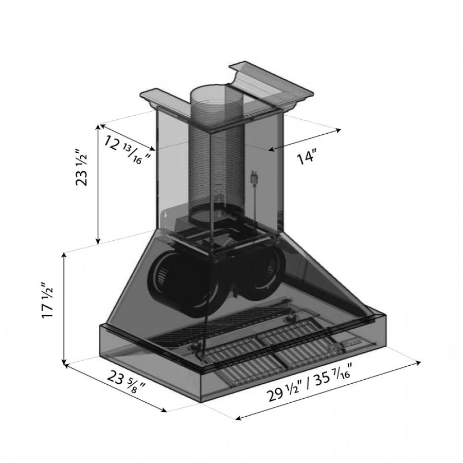 ZLINE 36" Wooden Wall Range Hood, CFM Motor, 365YY-36