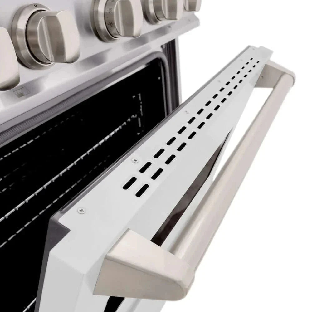 ZLINE 36"Classic Gas Range, Convection Gas Oven, Stainless Steel, White Matte Door CGR-WM-36
