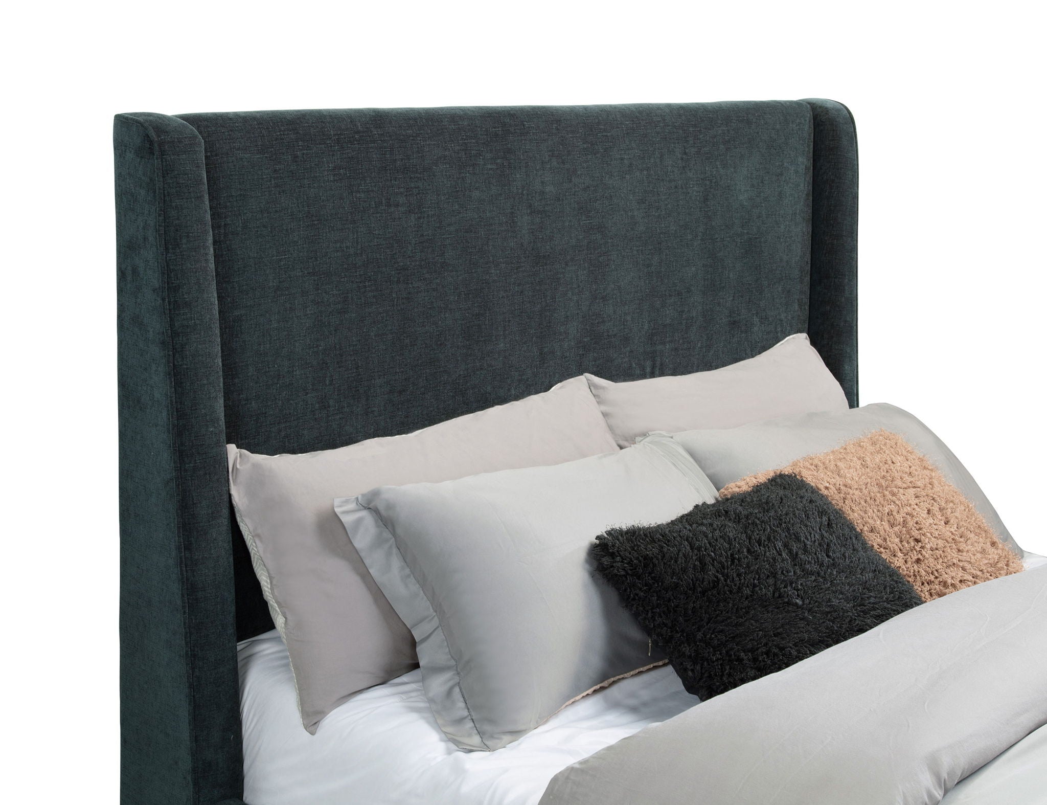 Preston Upholstered California King Audio Flame Visualizer Bed Dark Blue