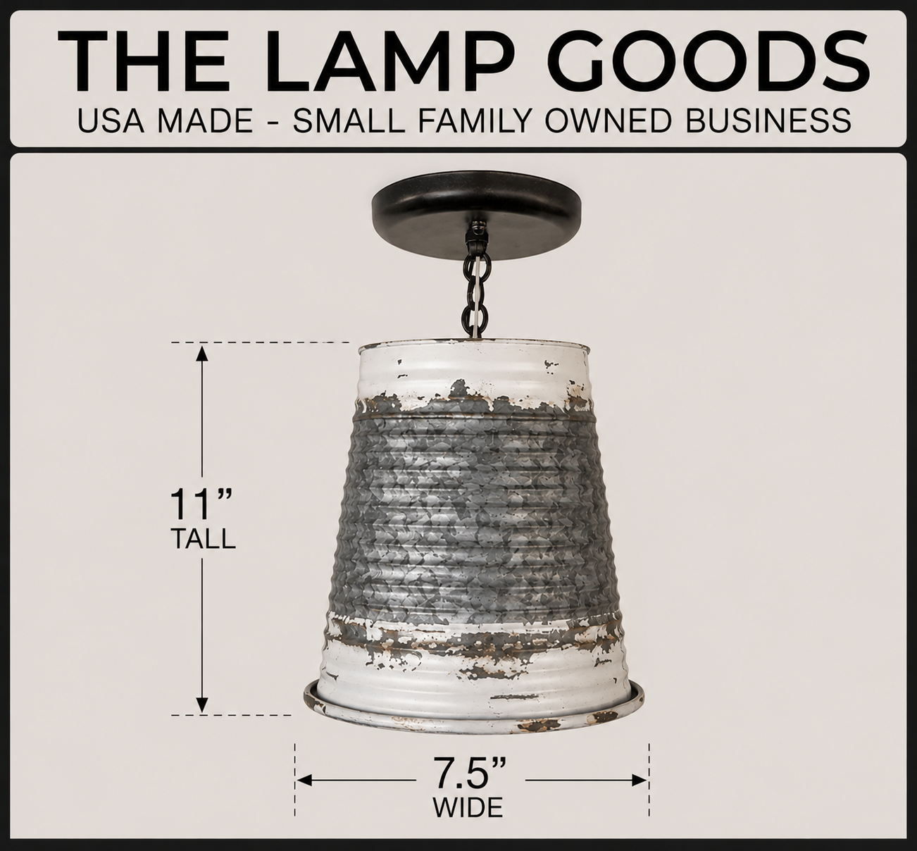 Distressed Large Corrugated Galvanized Barn Ceiling Light