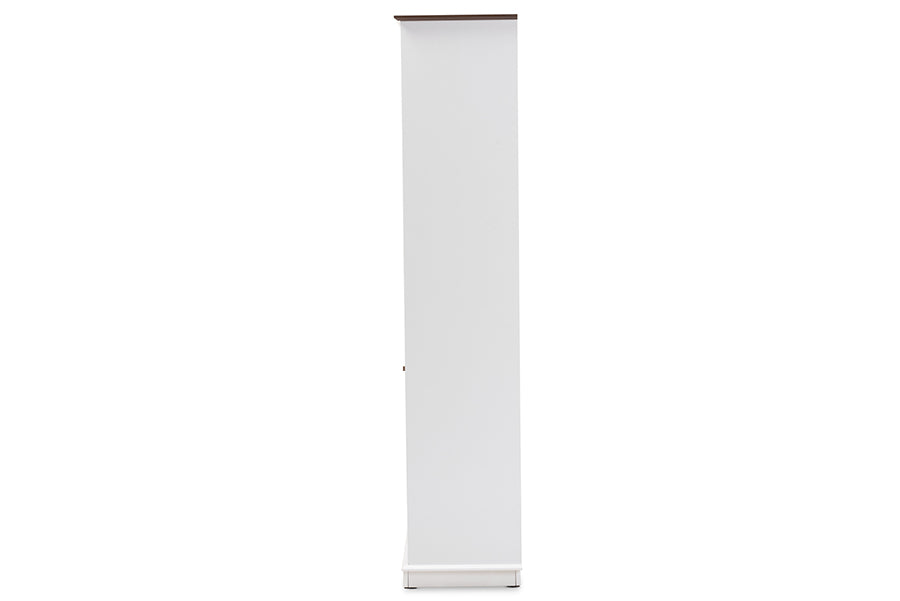 Baxton Studio Serafino Mid-Century Modern Dark Grey and Oak Finished Wood Wine Cabinet