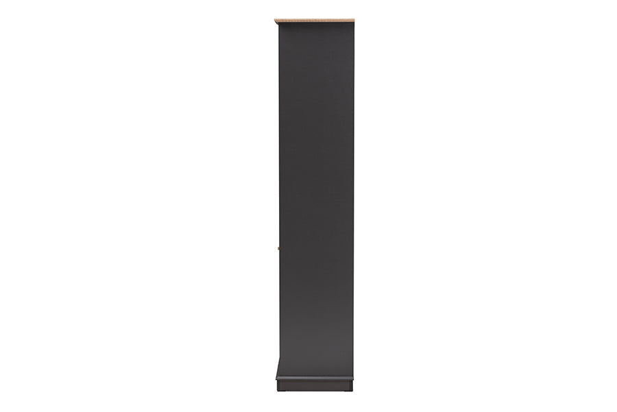 Baxton Studio Mattia Modern and Contemporary Dark Grey and Oak Finished Wood Wine Cabinet